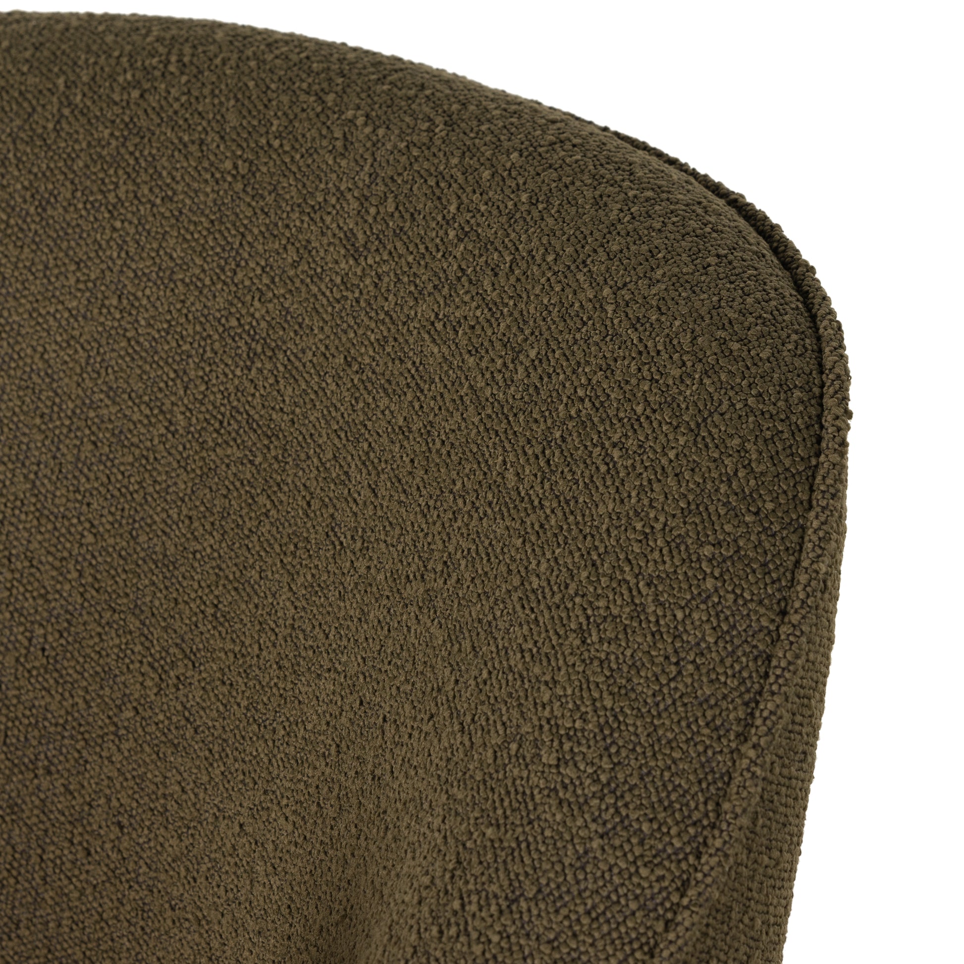 Olive Boucle Rose Swivel Chair seatback up close