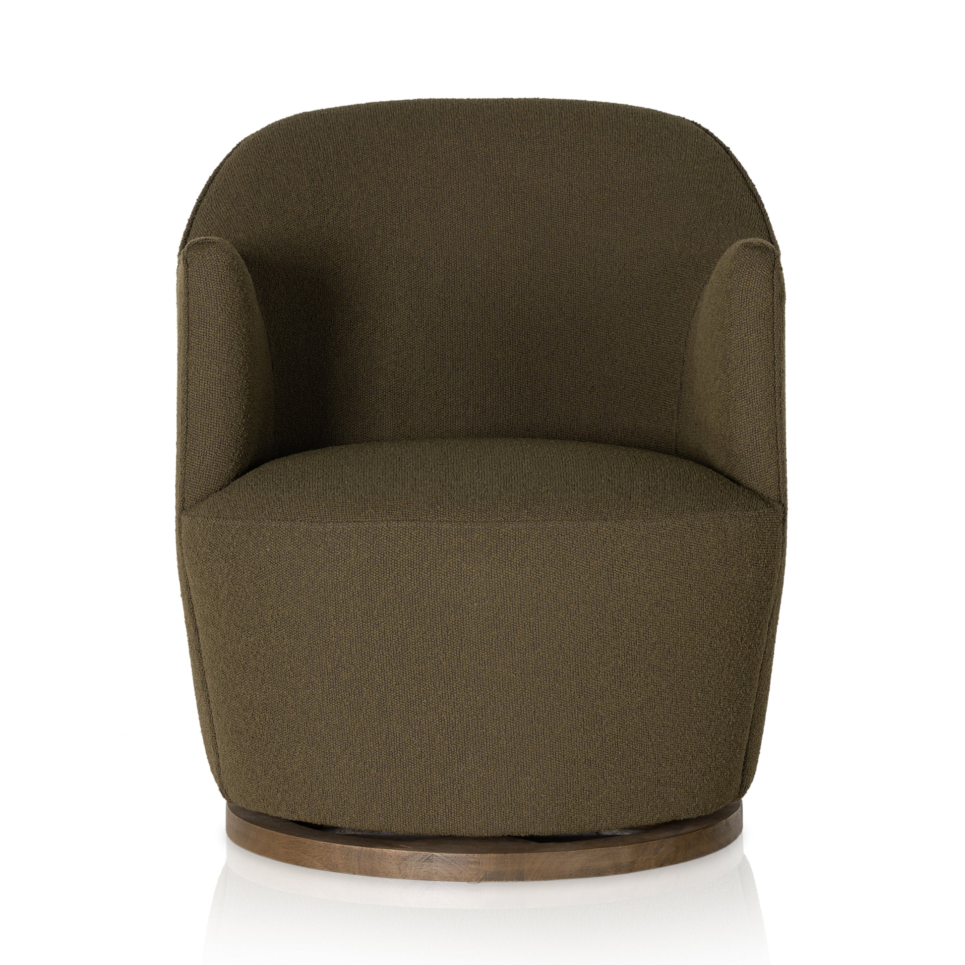 Olive Boucle Rose Swivel Chair front