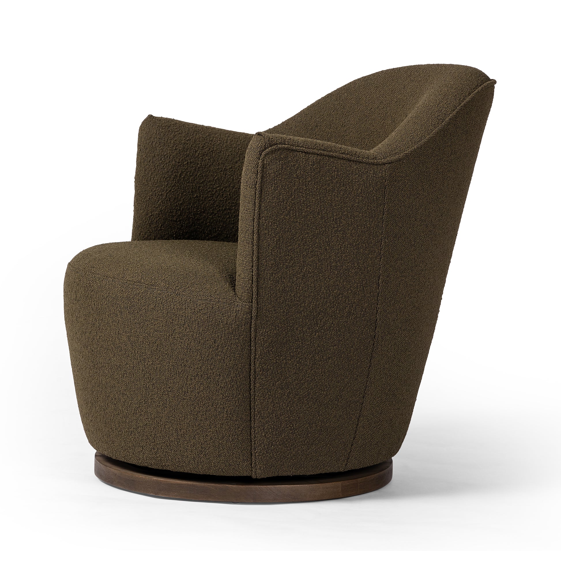 Olive Boucle Rose Swivel Chair