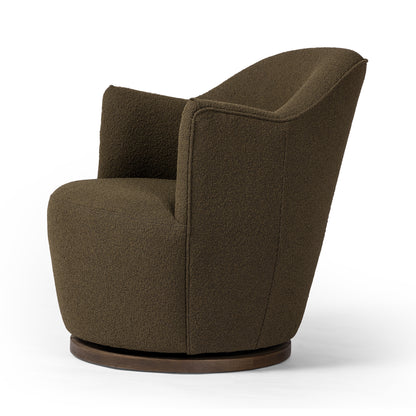 Olive Boucle Rose Swivel Chair