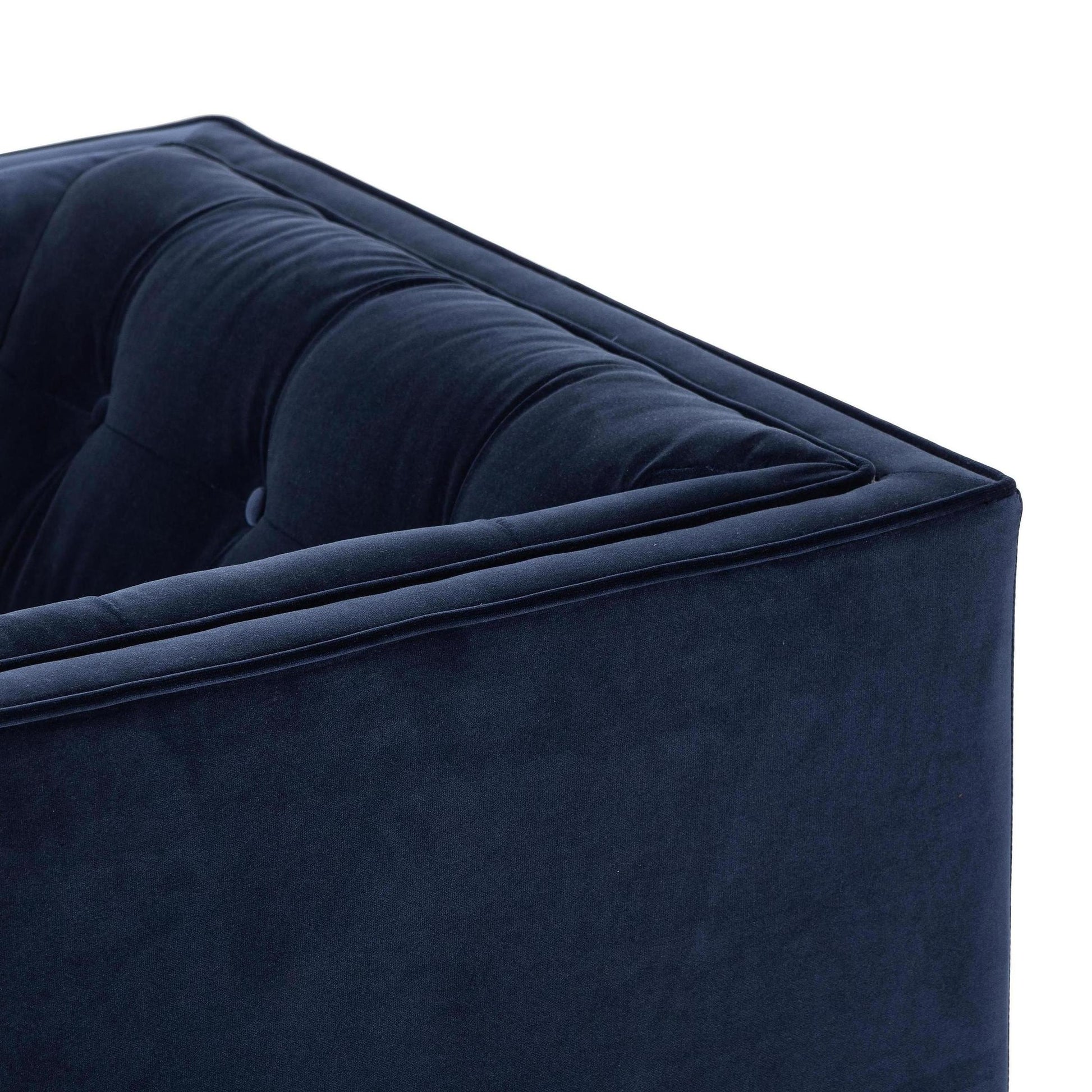 Elsie Chair in midnight velvet close up of corner of chair