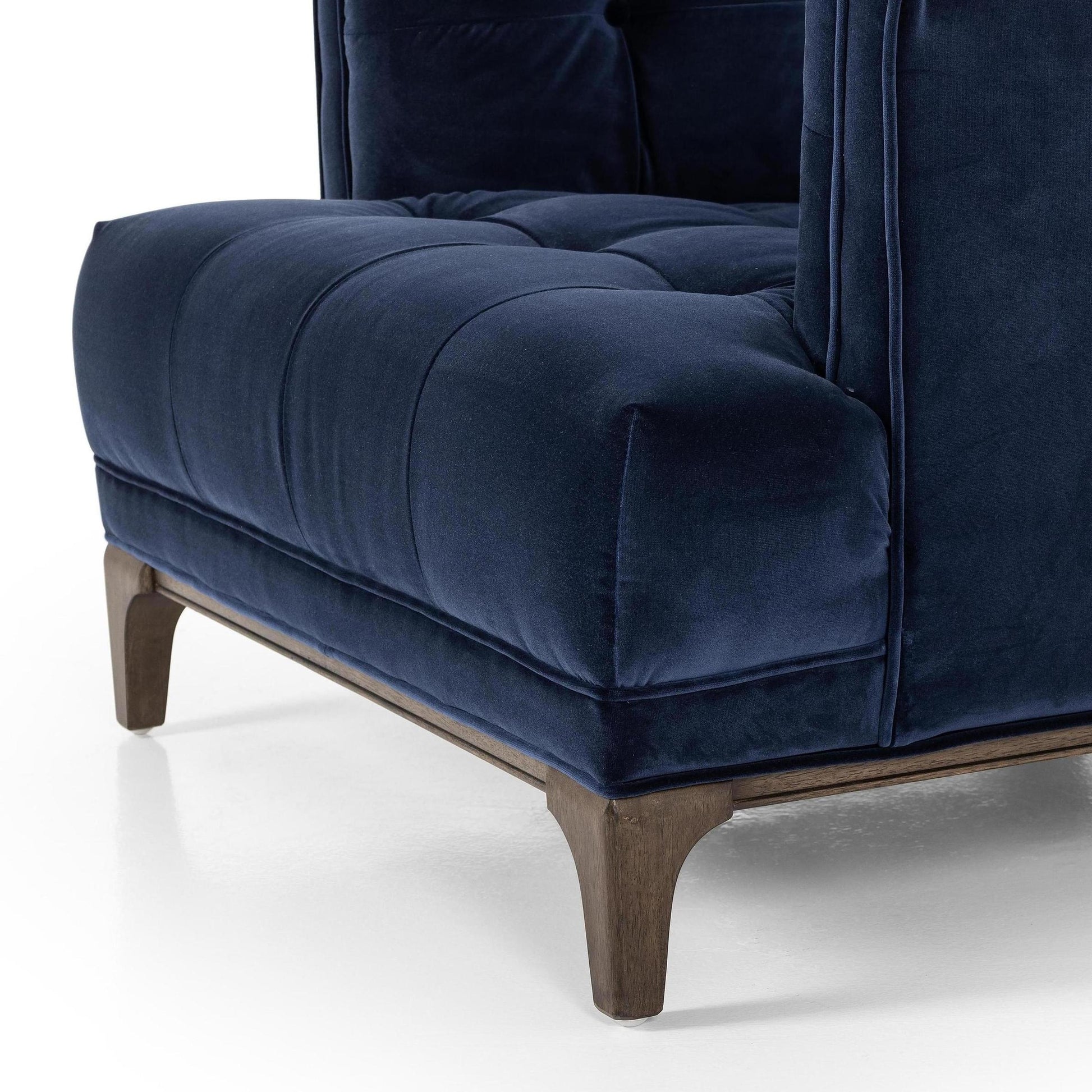 Elsie Chair in midnight velvet close up of legs