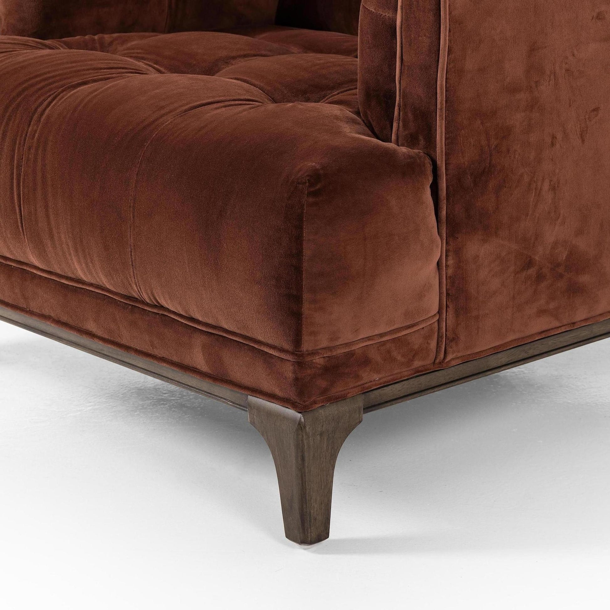 Elsie Chair in auburn velvet close up of chair legs