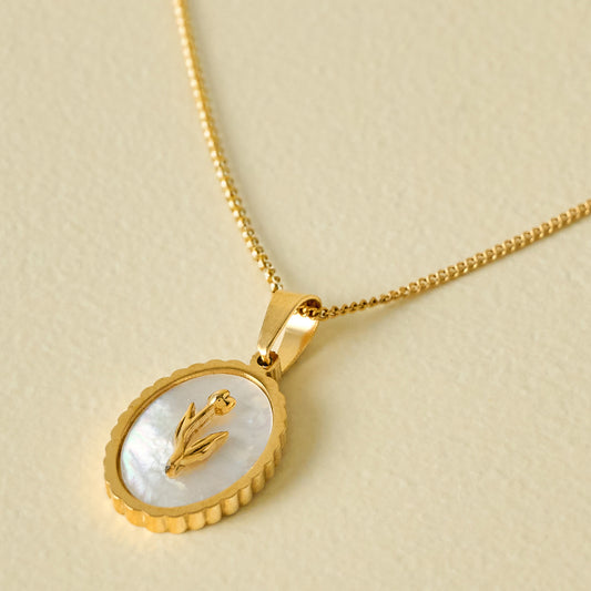 Gilded Pearl Flower Necklace