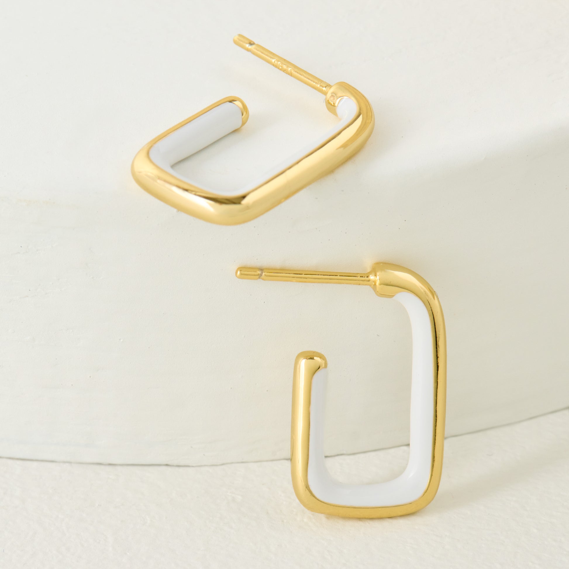 White Color Dipped Large Rectangle Hoop Earring