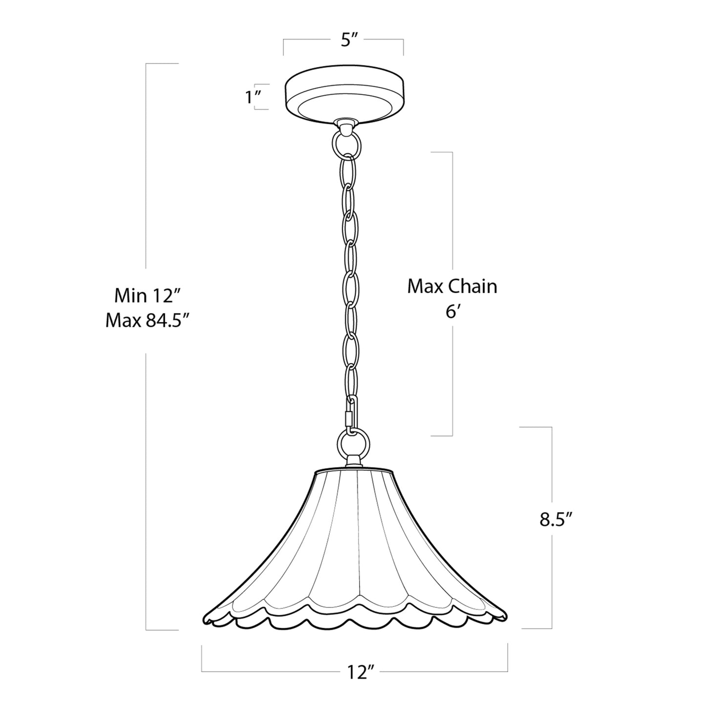 Landry Pendant dimensions sketch