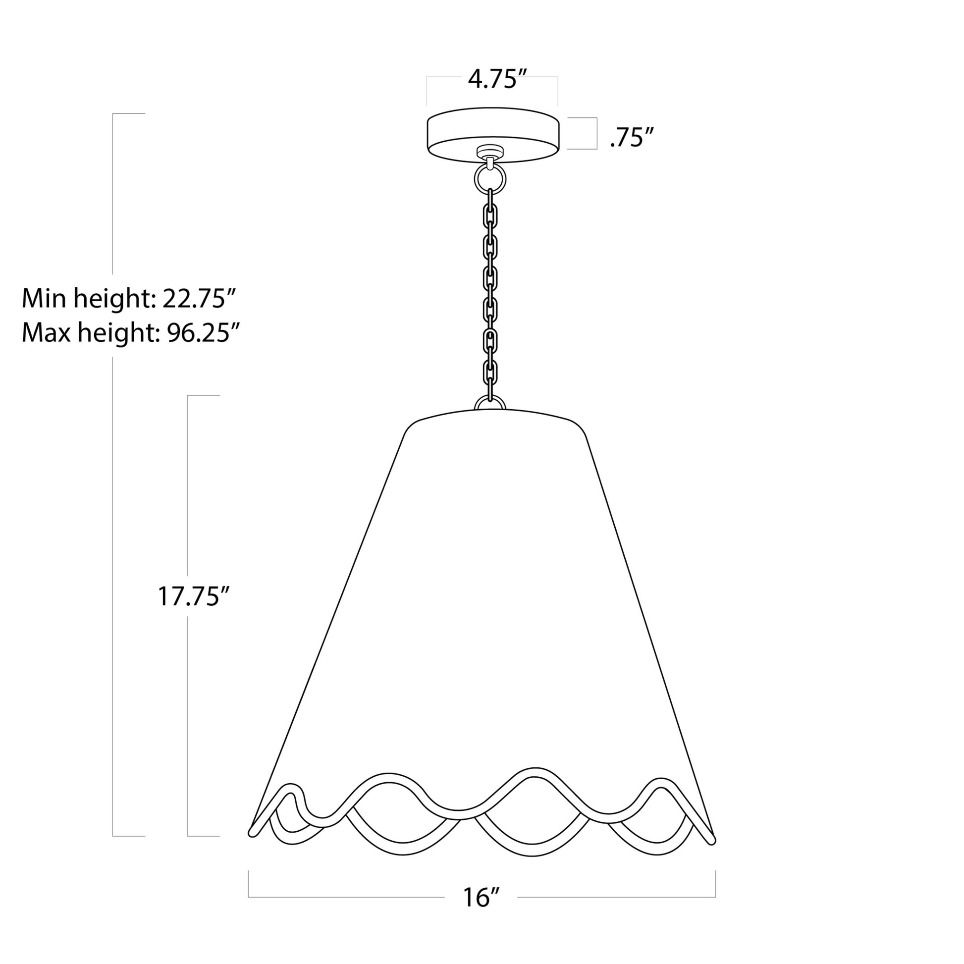 Small Annabeth Pendant dimensions sketch