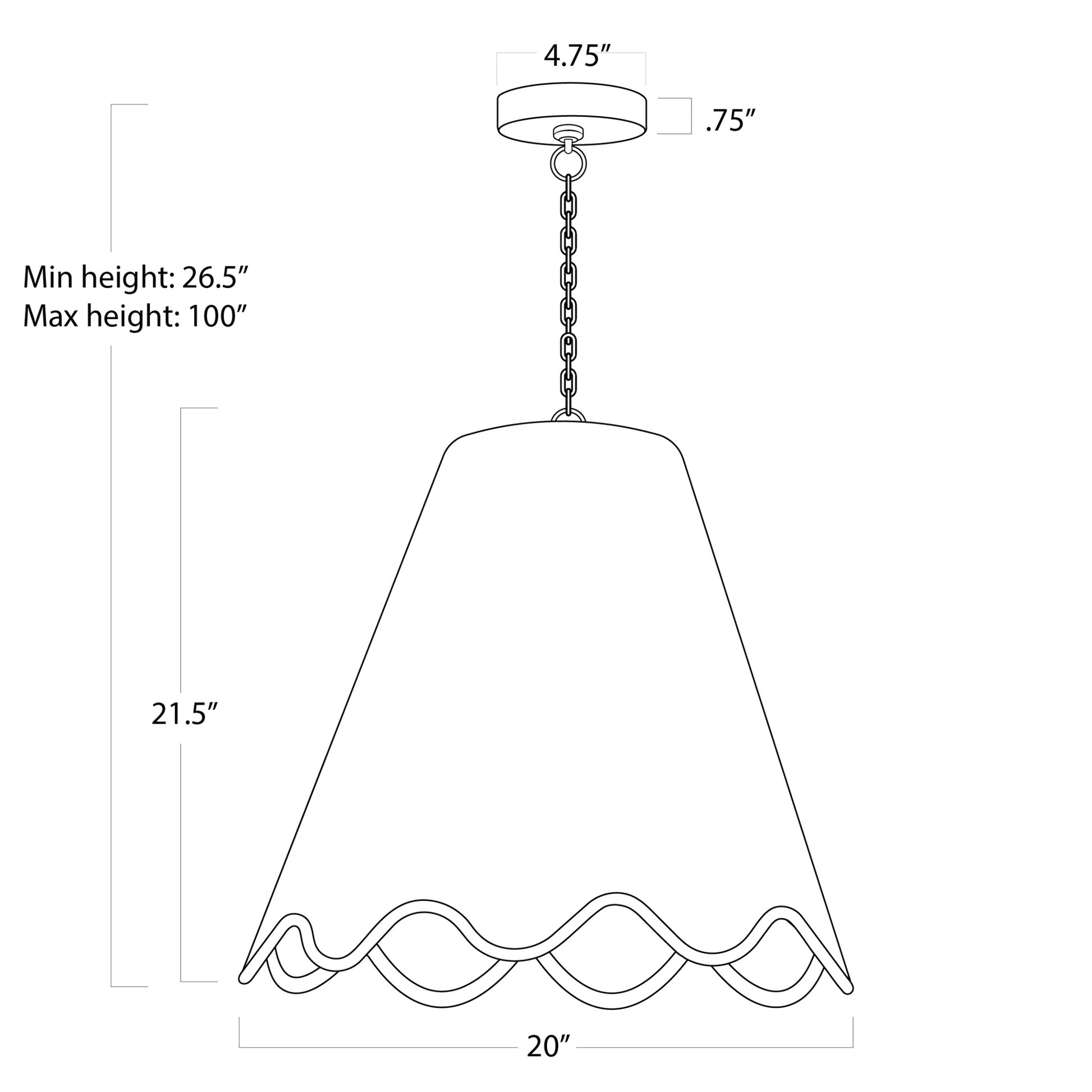 Large Annabeth Pendant dimensions sketch