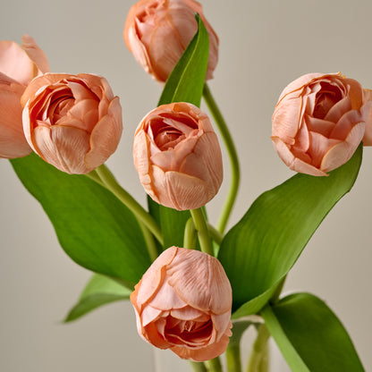 Real Touch Tulip Bundle (Peach) close up view