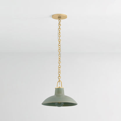 Justine Pendant in Aged Brass with Ceramic Moss Crackle