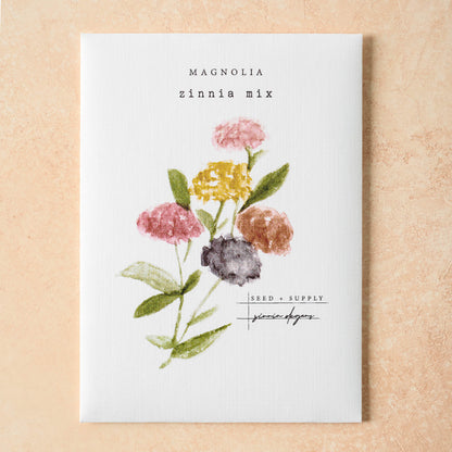 Watercolor Magnolia Seeds zinnia mix