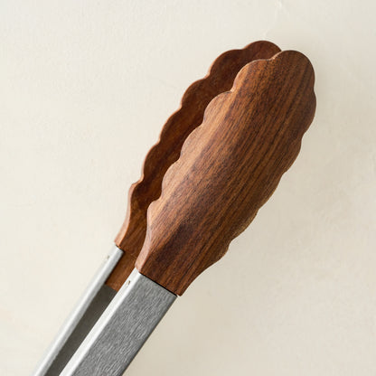 Gristmill Collection Walnut Tip Salad Tosser close up of wood tossers