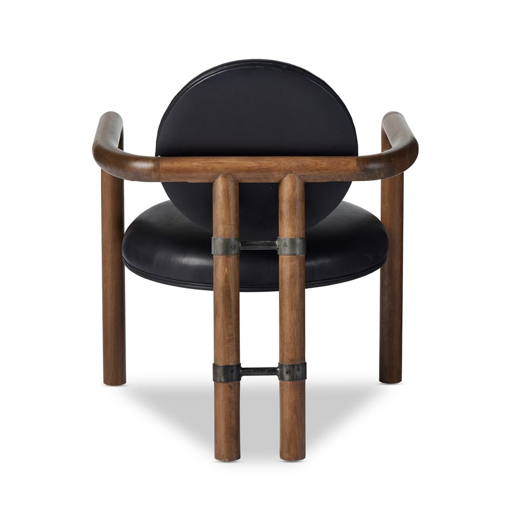 Greta Chair in heirloom black leather back view