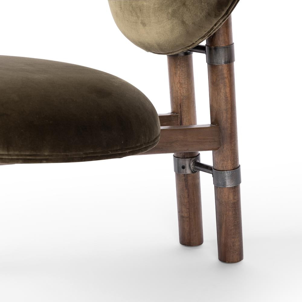 Greta Chair in surrey olive velvet close up of chair legs