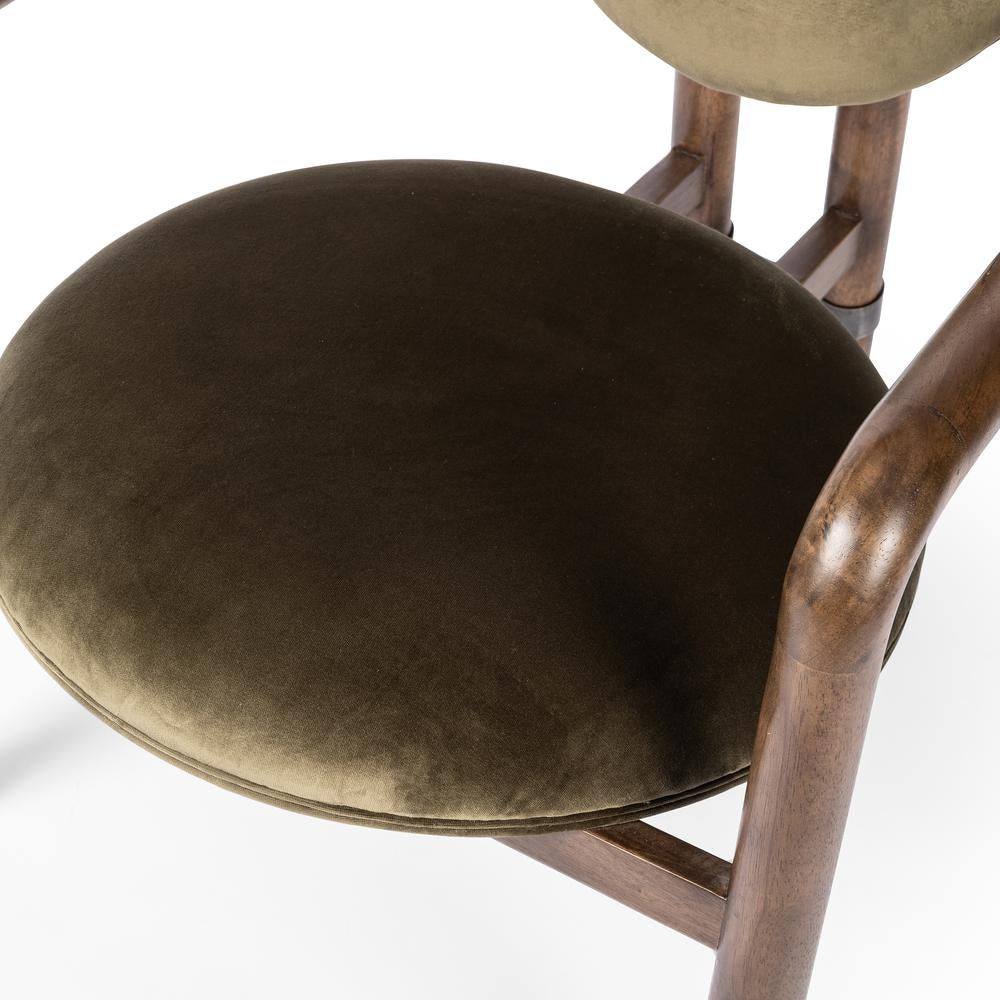 Greta Chair in surrey olive velvet close up of chair seat