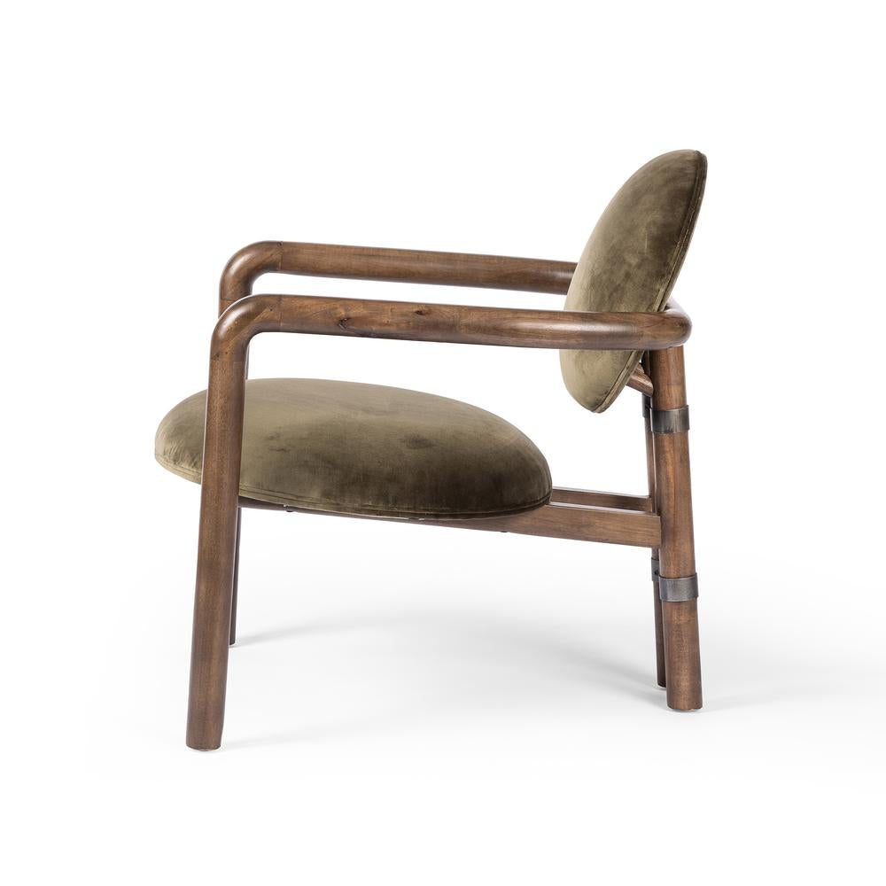 Greta Chair in surrey olive velvet side view