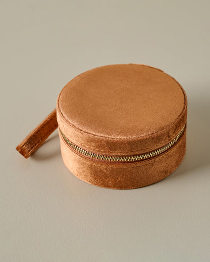 Velvet Copper Jewelry Travel Case zipped closed