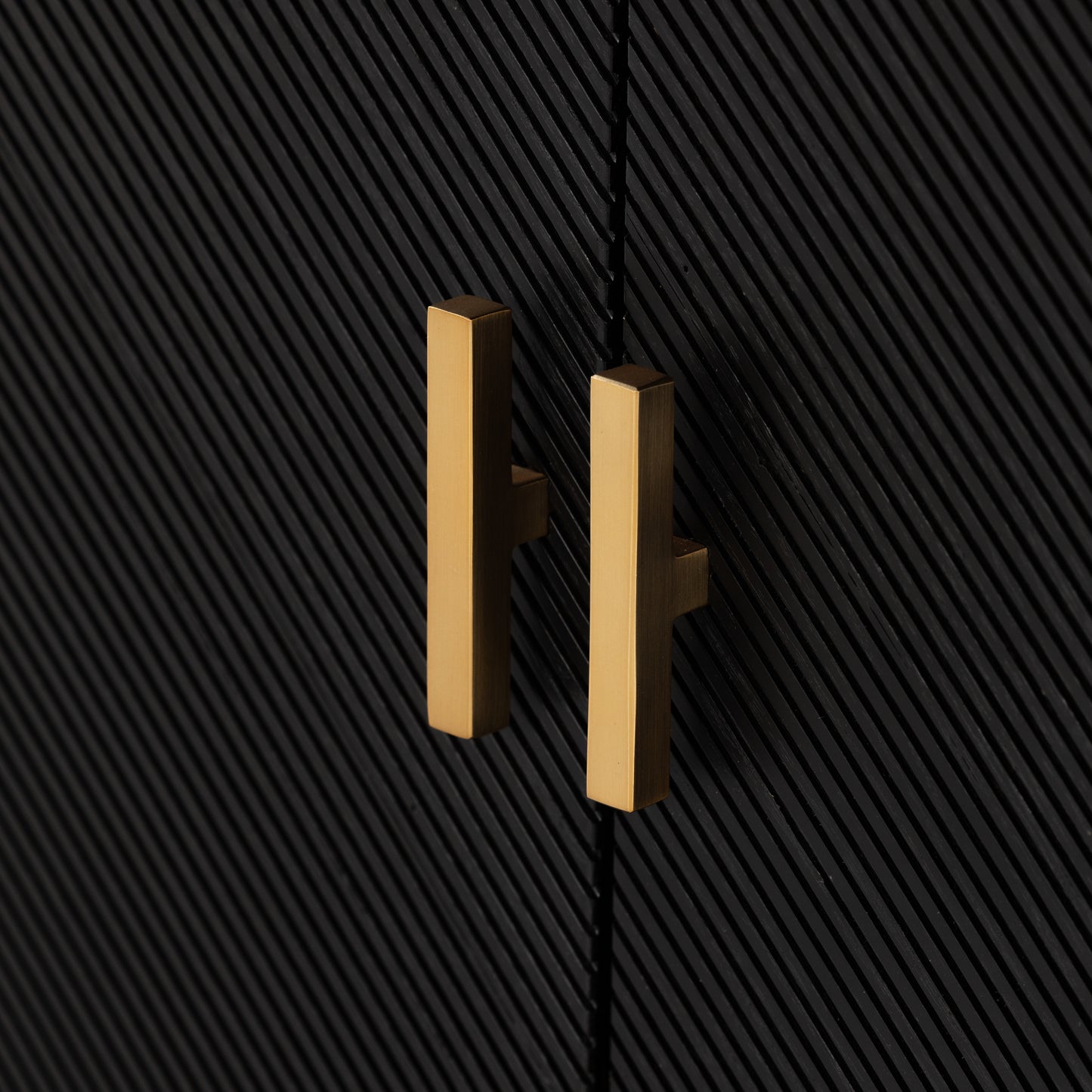 Dawn Sideboard in Black Ash hardware up close