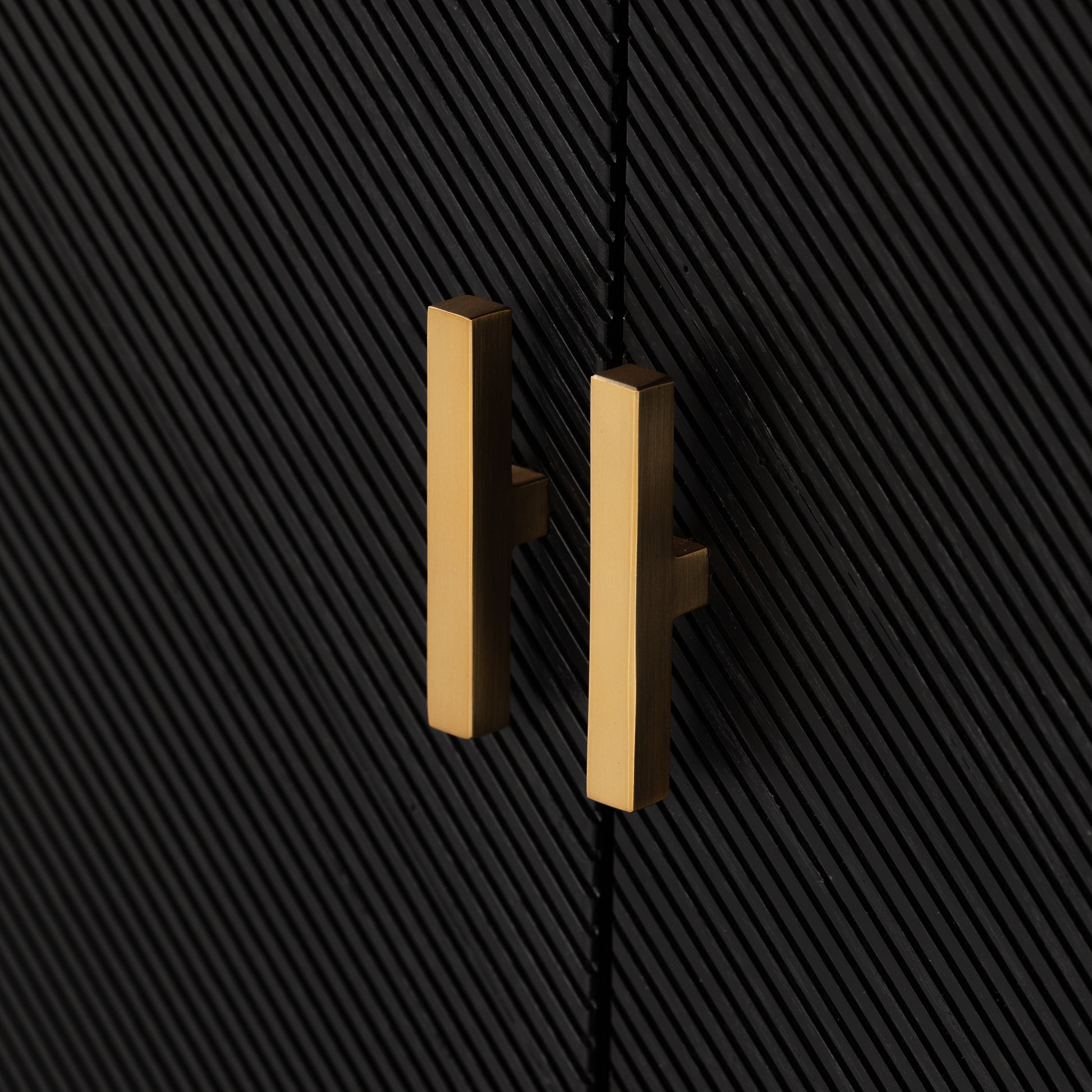 Dawn Sideboard in Black Ash hardware up close