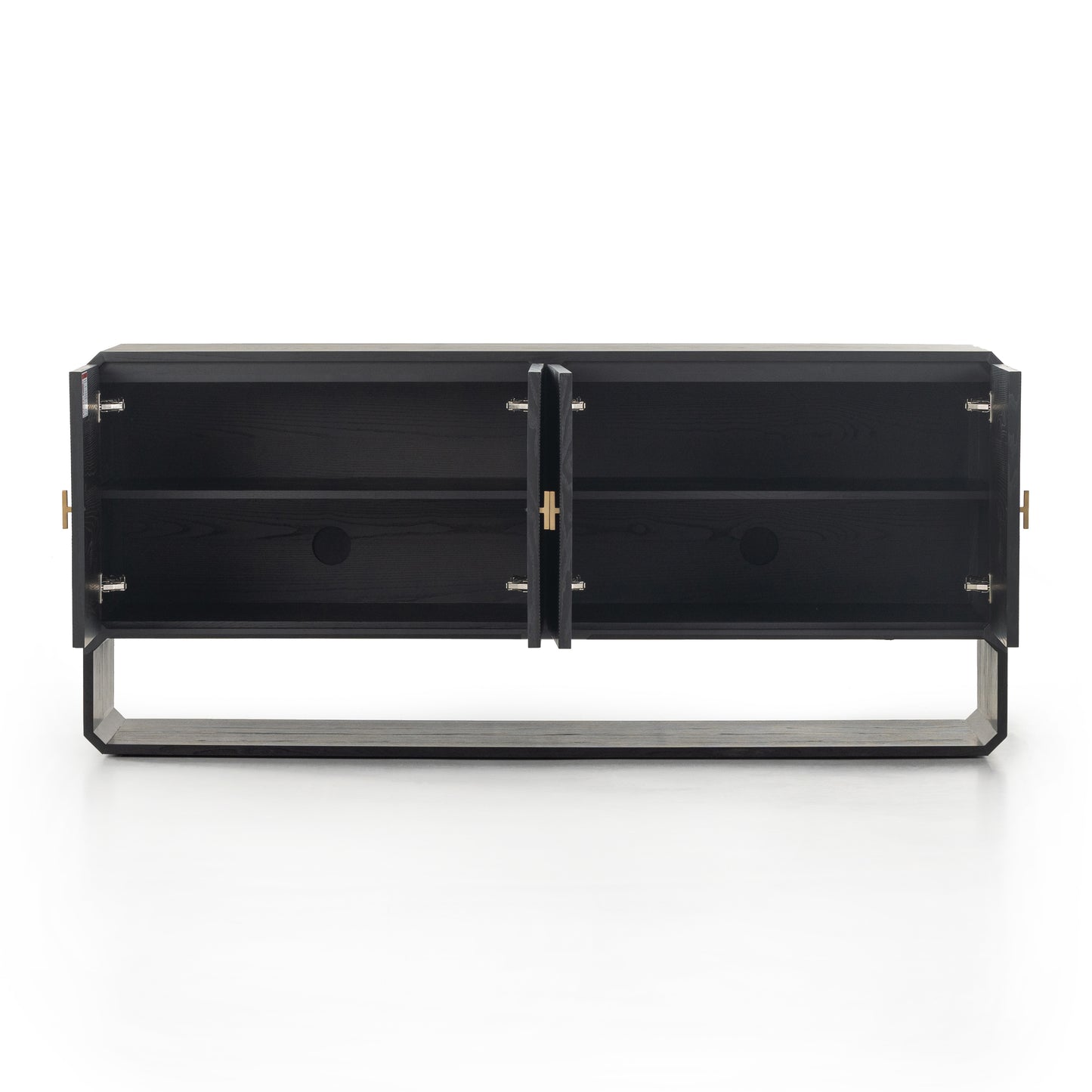 Dawn Sideboard in Black Ash shown with doors open