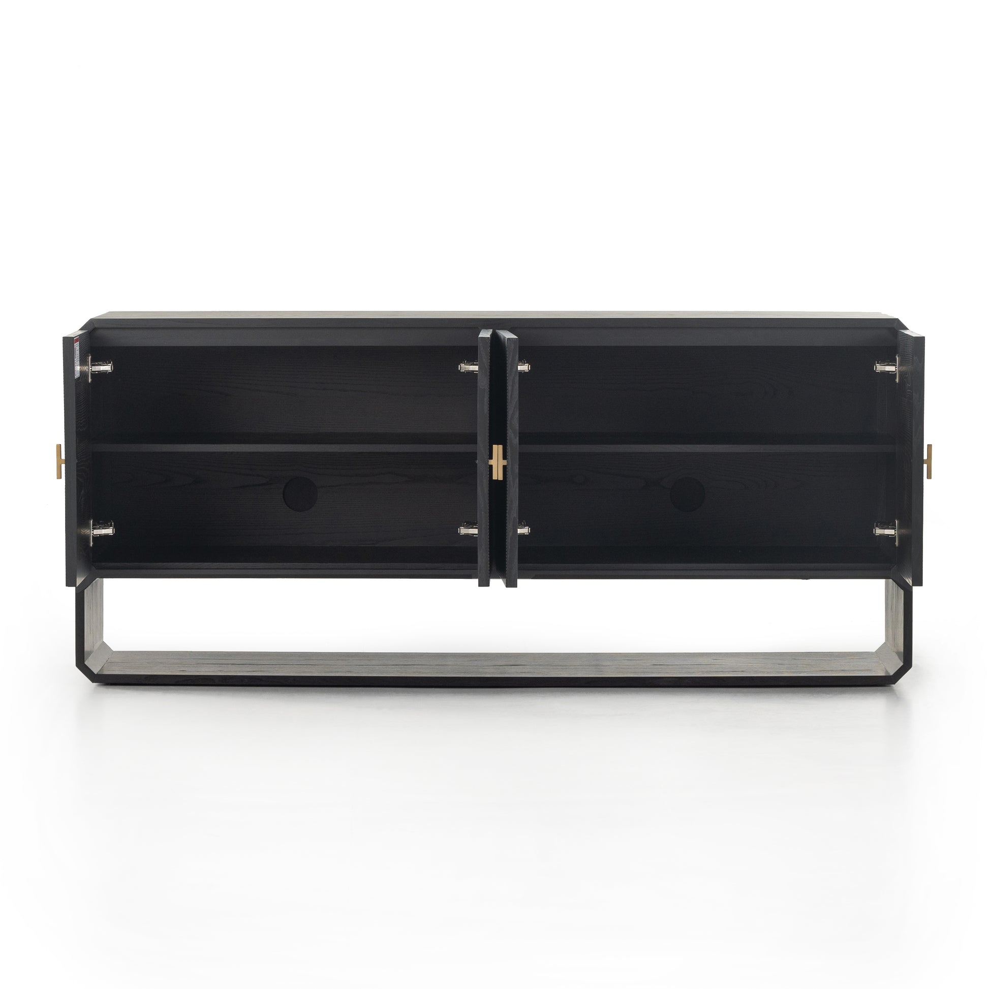 Dawn Sideboard in Black Ash shown with doors open