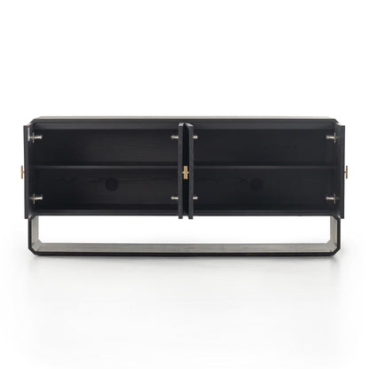 Dawn Sideboard in Black Ash shown with doors open