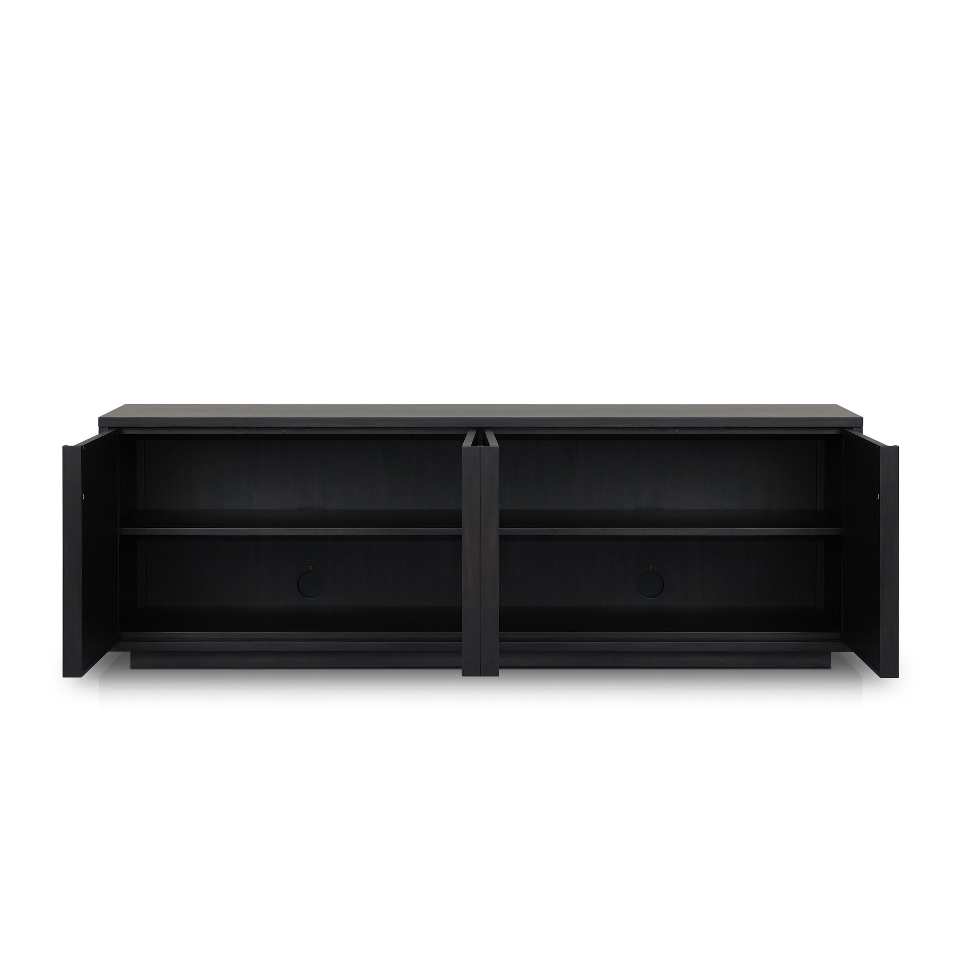 Jeffrey Media Console shown with doors open