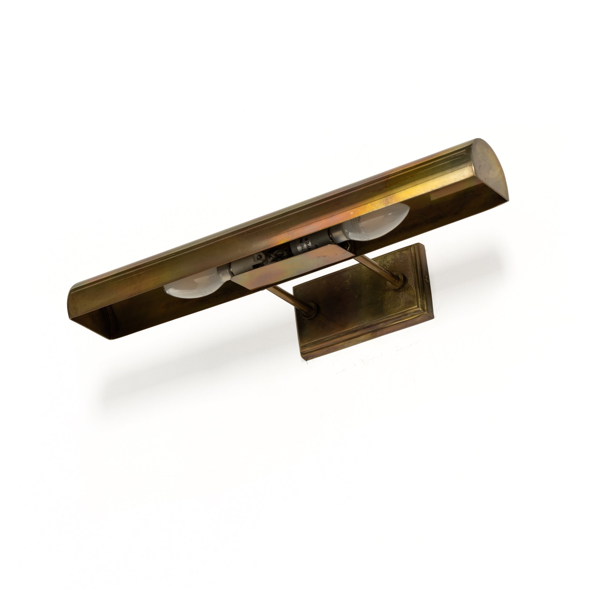 Small Burnt Brass Clementine Picture Light view from underneath