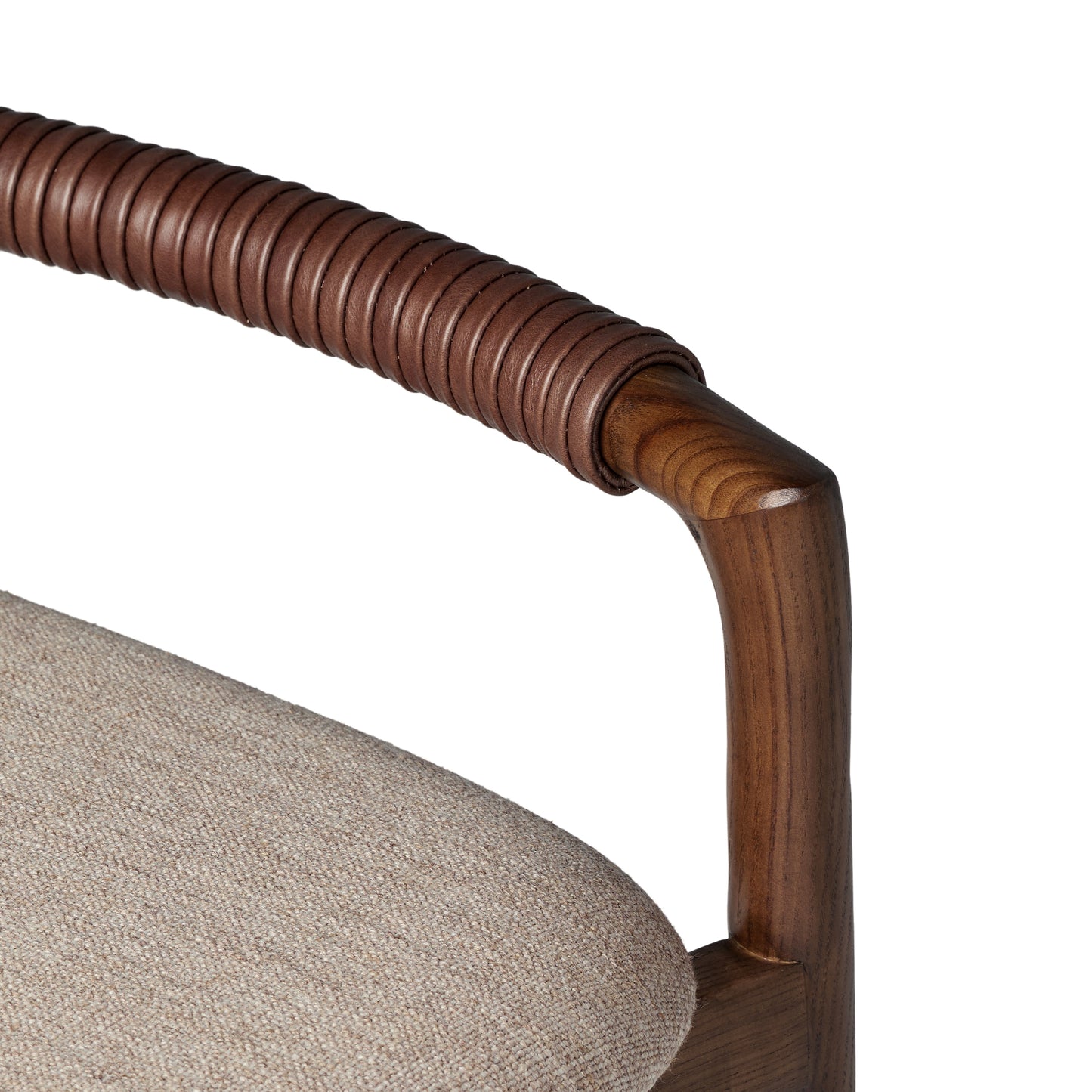 Brandon Bar Stool in Wheat arm up close