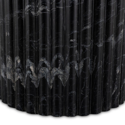 Deco Marble End Table - Black Marble ribbed material up close