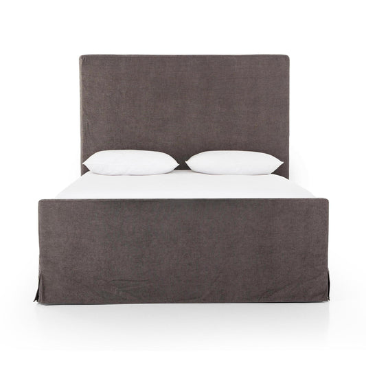 Sabine Slipcover Bed in Smoke - front view