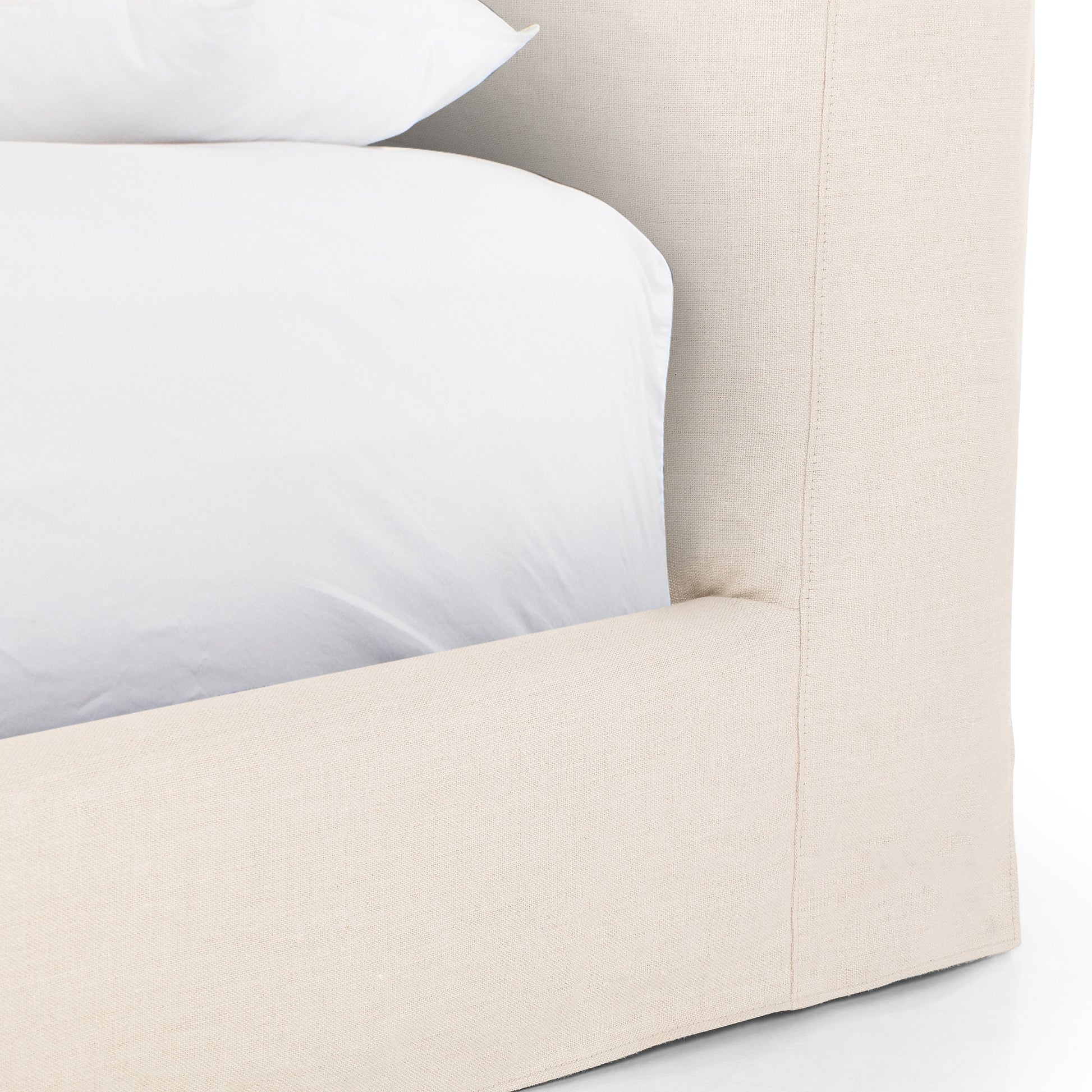 natural Carrie Slipcover Bed base up close