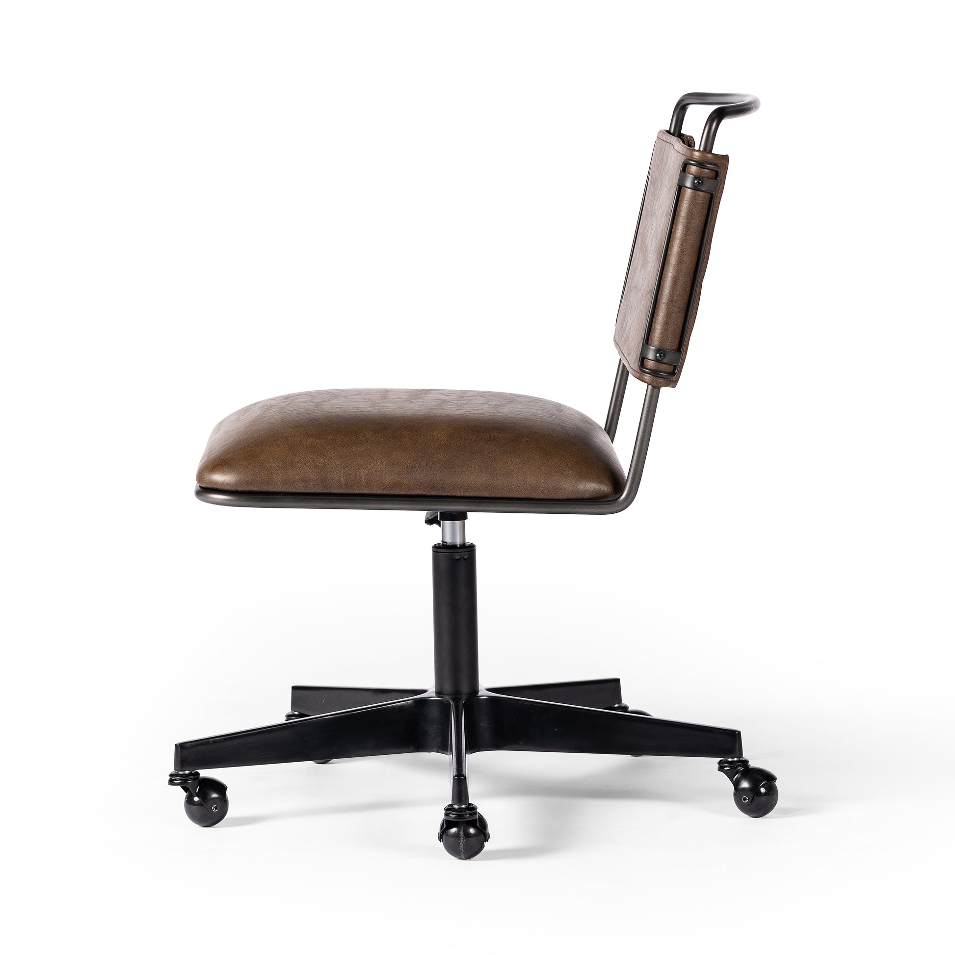 distressed brown Jackson Desk Chair sideview