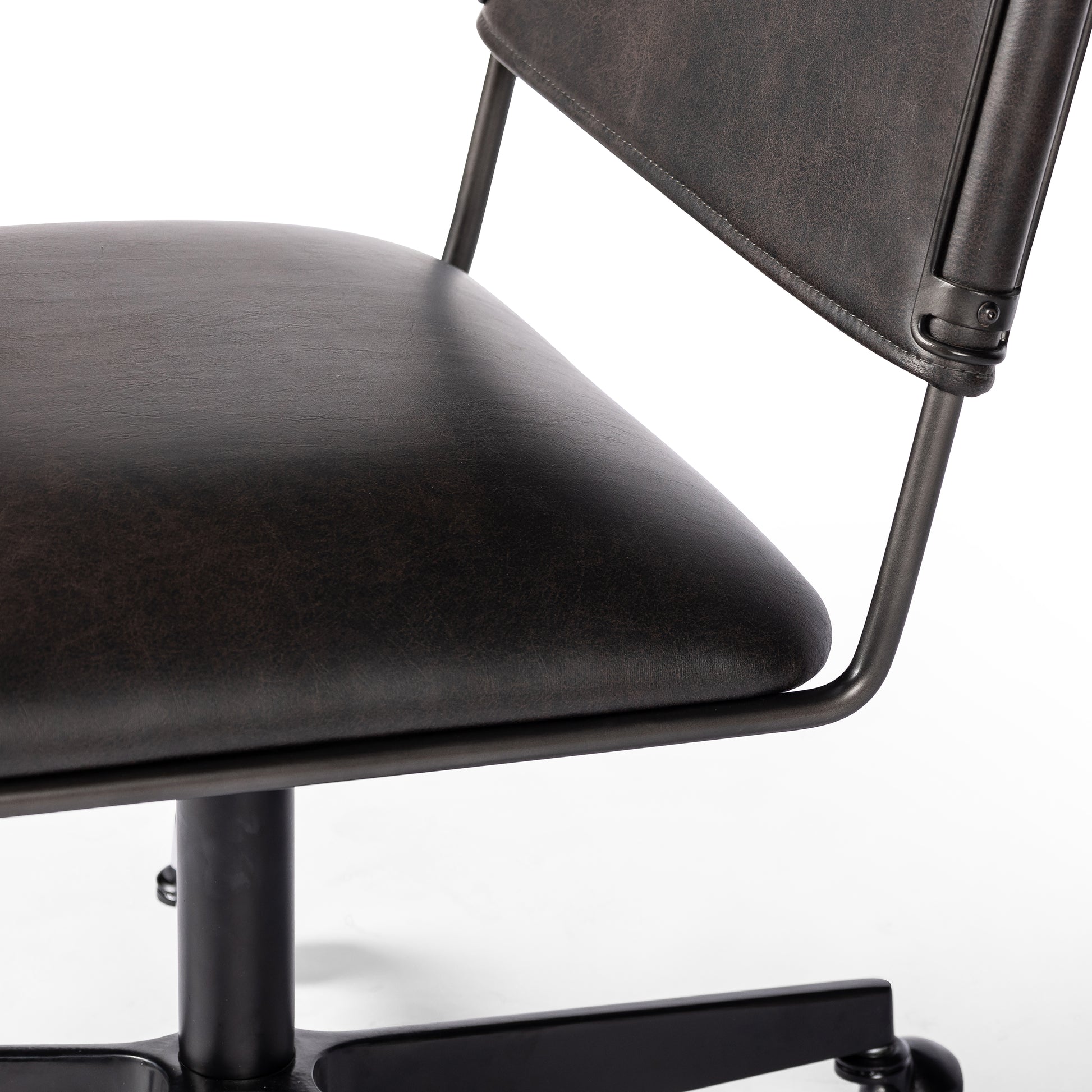 distressed black Jackson Desk Chair up close