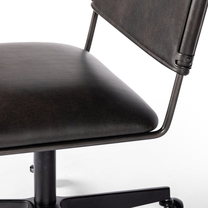 distressed black Jackson Desk Chair up close