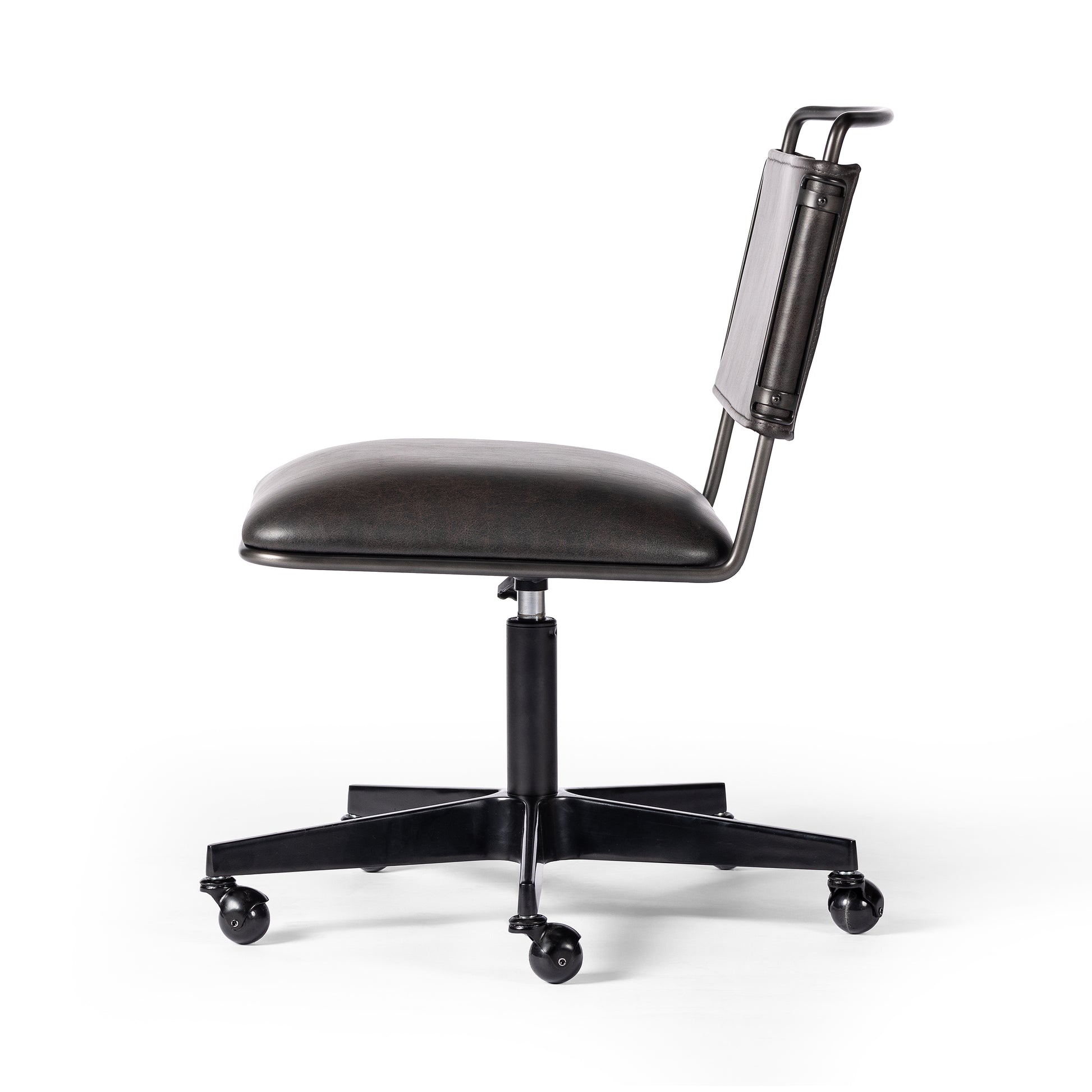 distressed black Jackson Desk Chair side