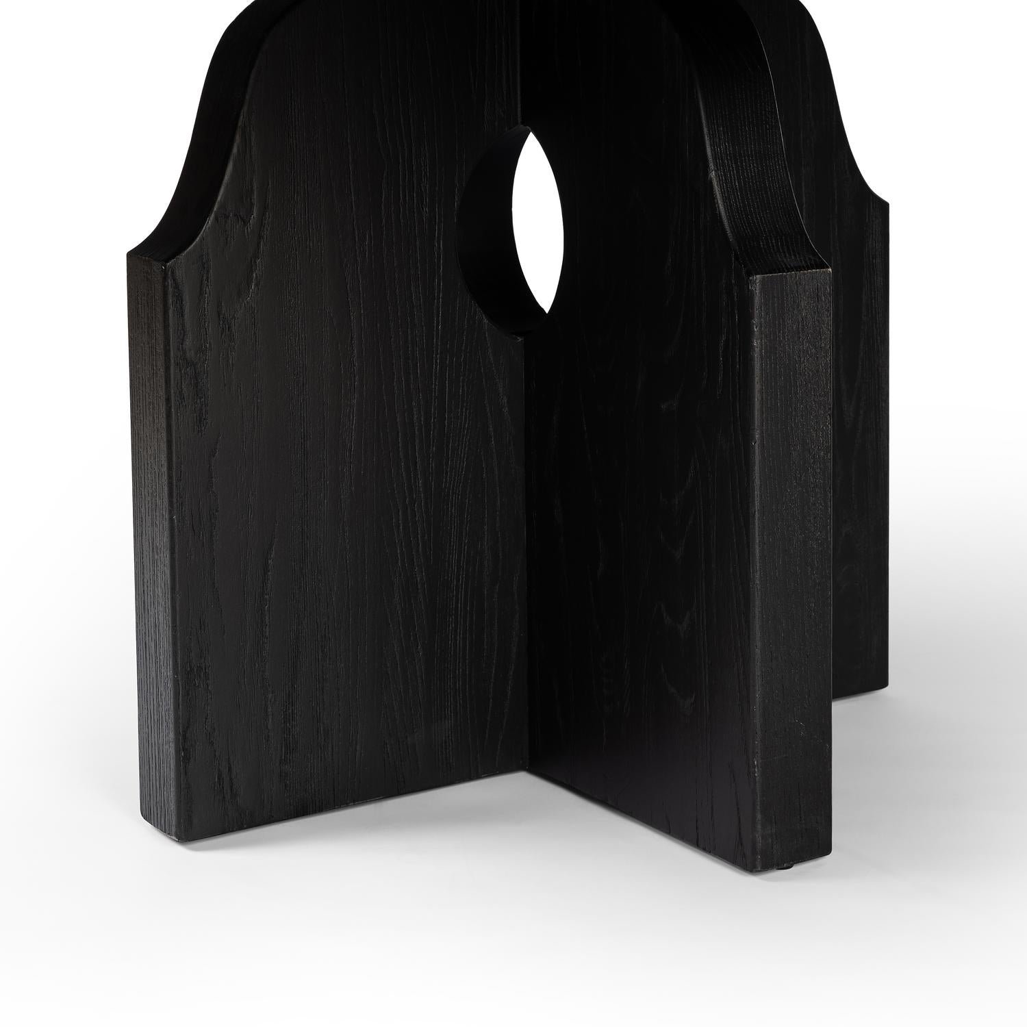 Oslo Dining Table black elm close up of base