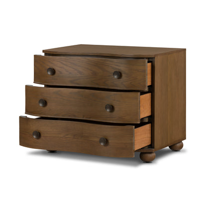 Birdie Nightstand angled view of drawers pulled open