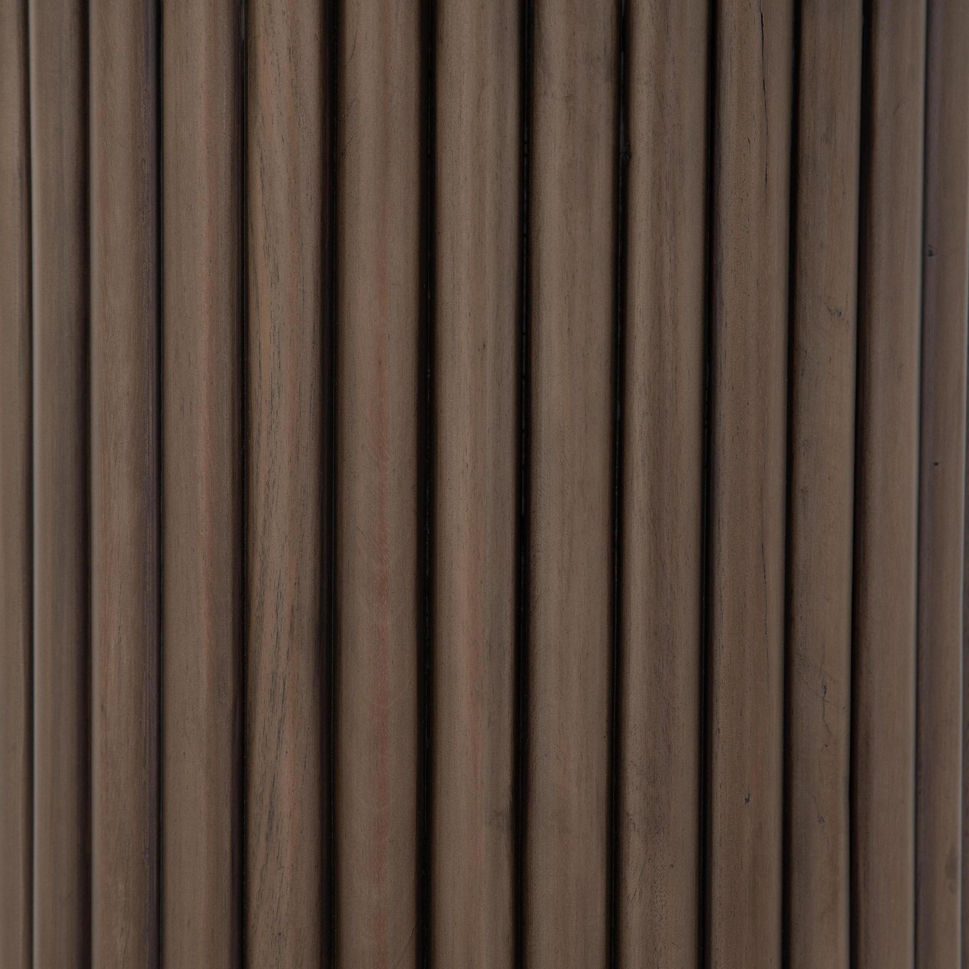 Paulo End Table close up of wood detail on the base of the table