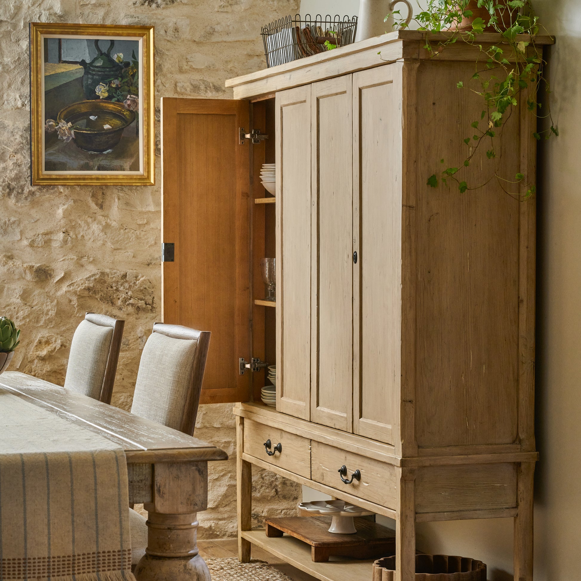 Hurston Wide Cabinet in aged light pine