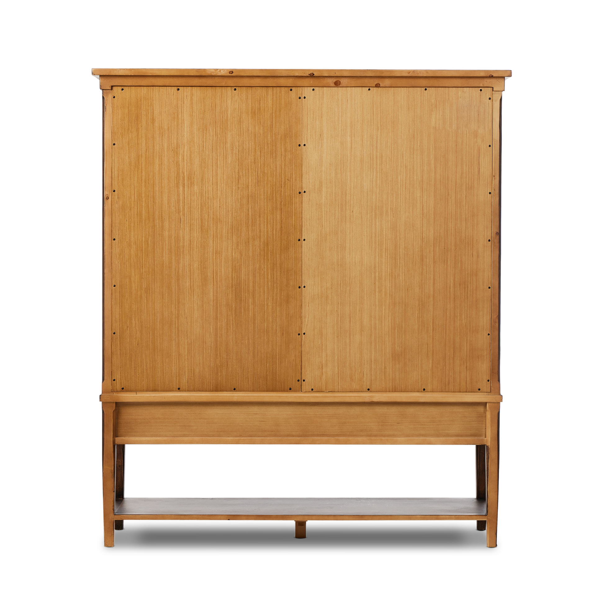 Hurston Wide Cabinet in aged pine from back