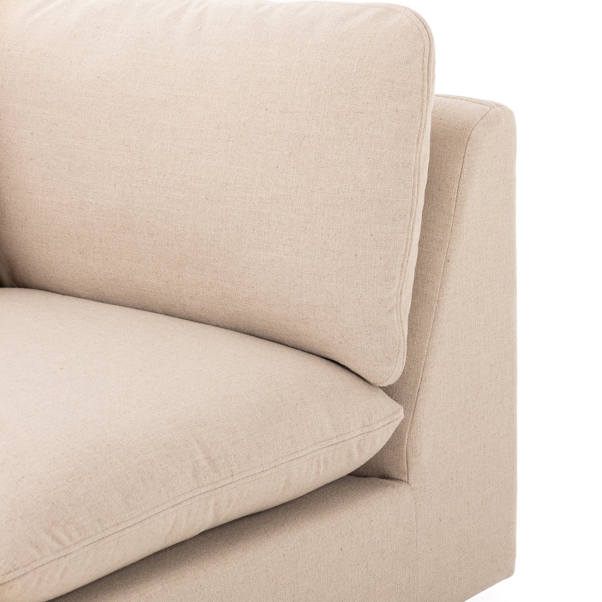 Taupe Laura Sectional Corner seat up close