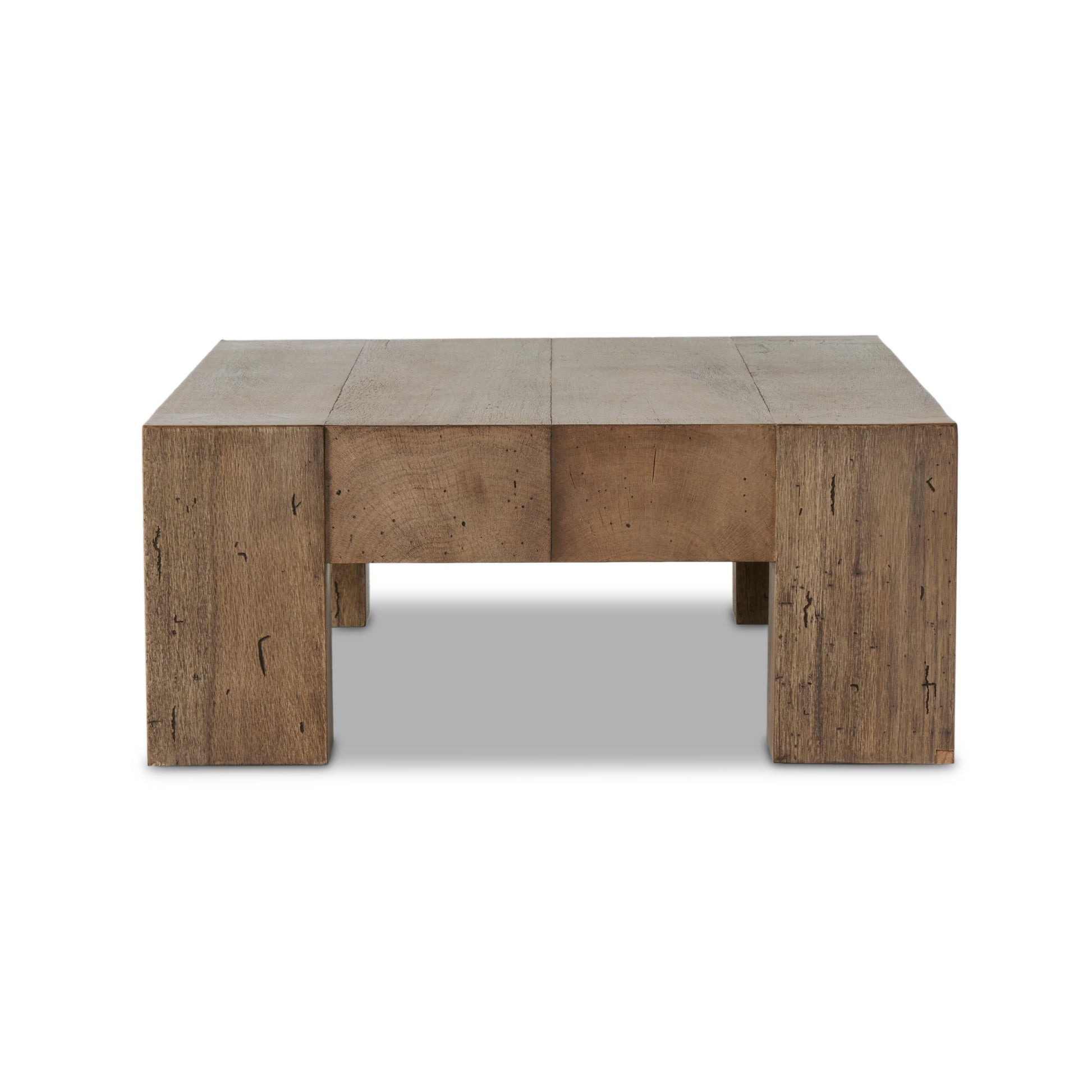 Powell Rectangular Coffee Table in Rustic Oak color end view