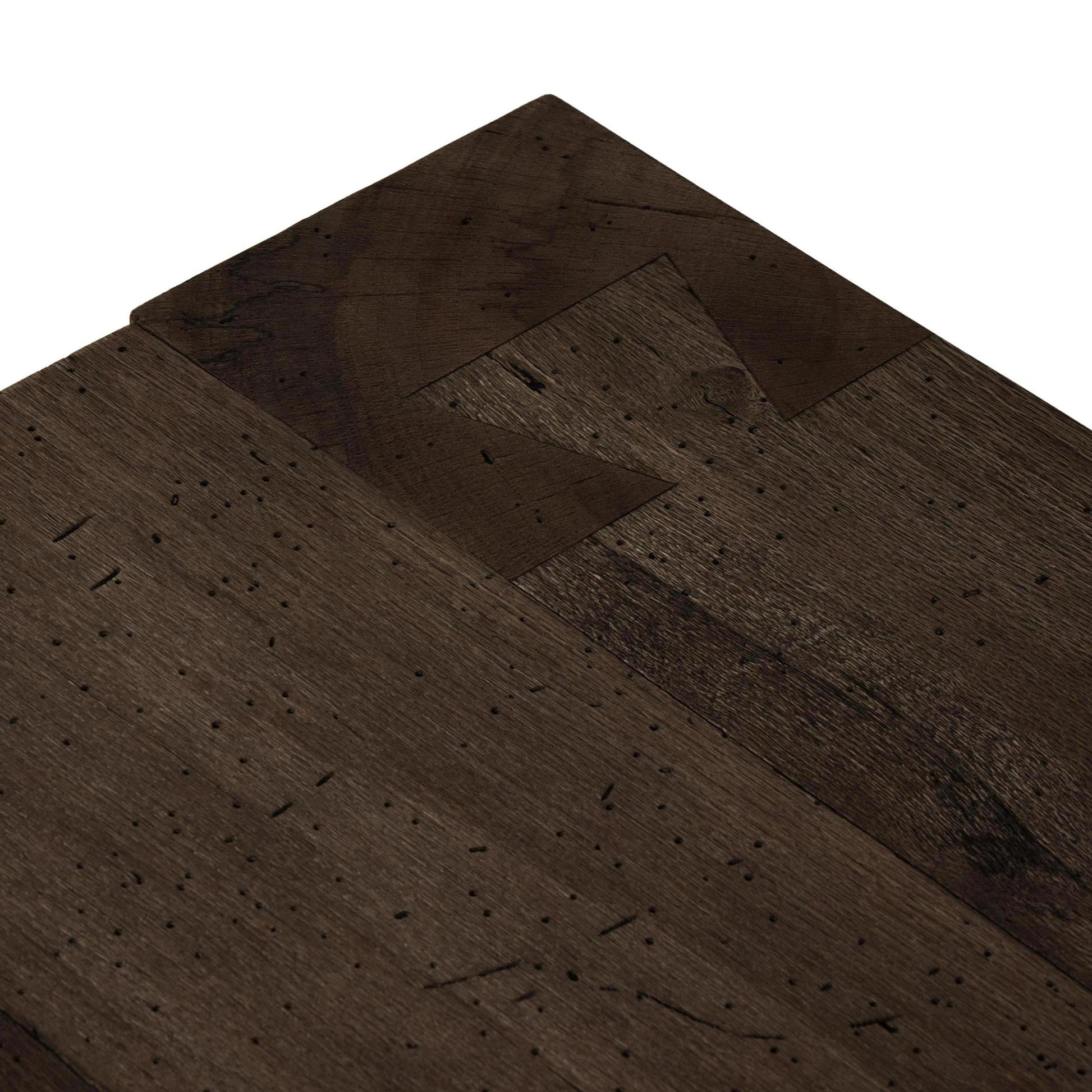 Powell Rectangular Coffee Table in ebony oak close up of corner of table