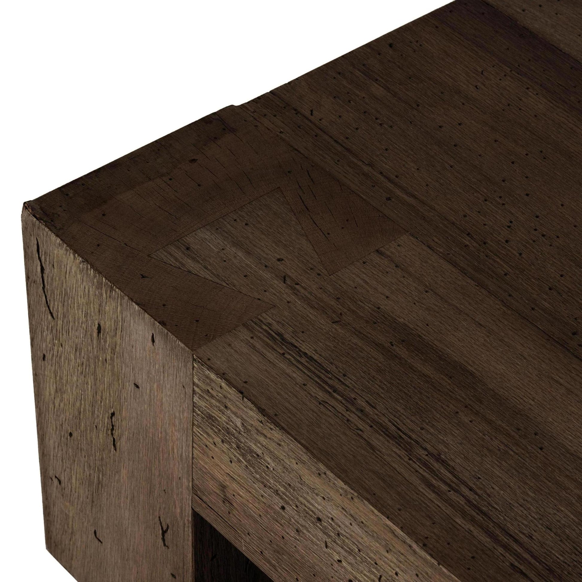 Powell Rectangular Coffee Table in ebony oak close up of corner of table