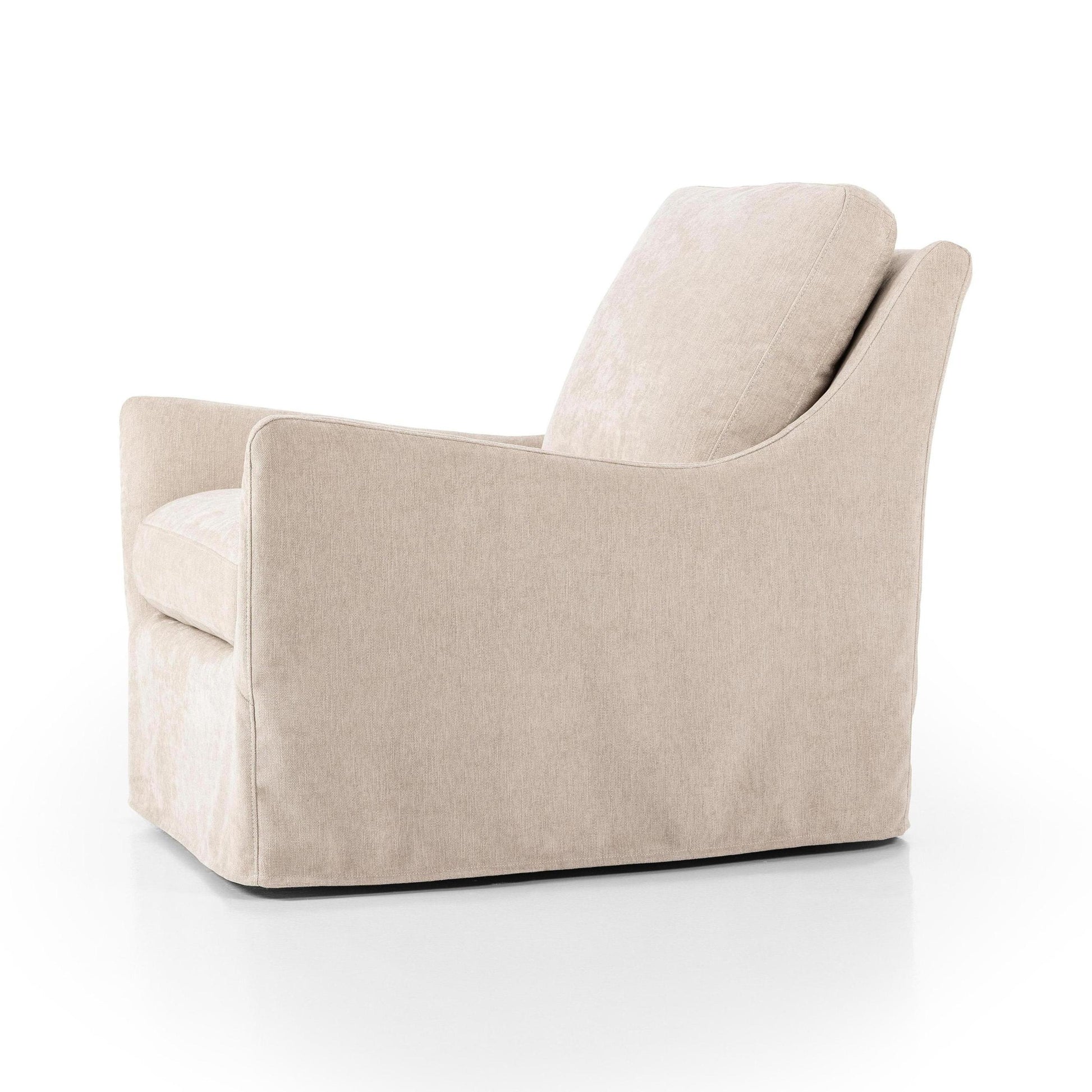 Sabine Slipcover Swivel Chair in shell angled