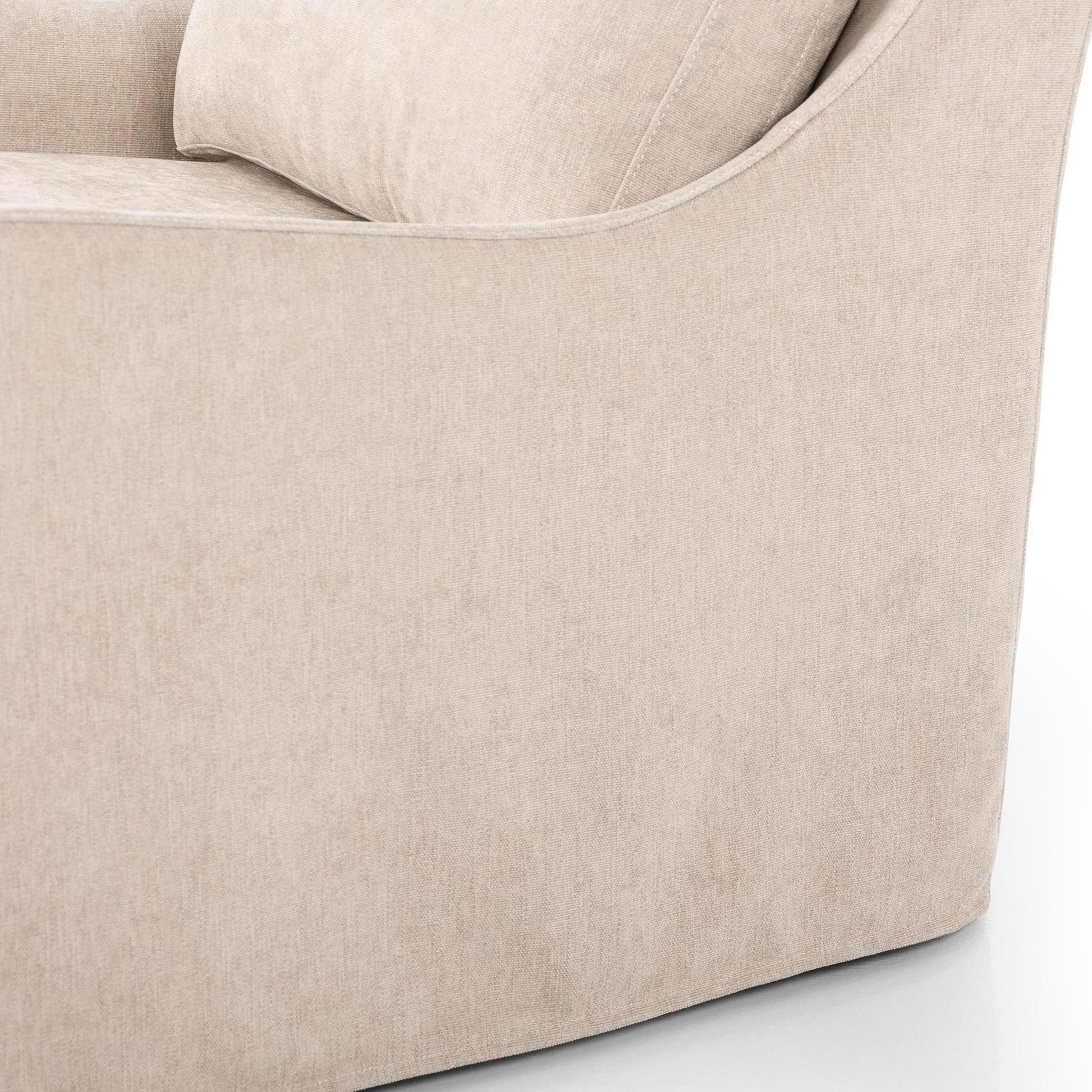 Sabine Slipcover Swivel Chair - shell - close up of side of chair