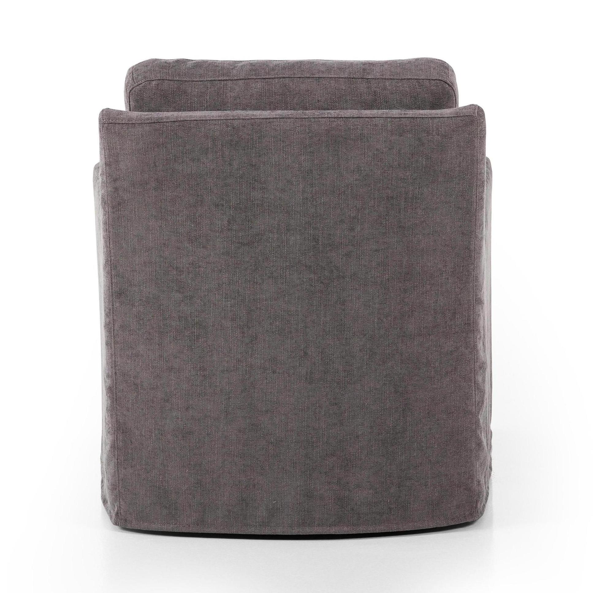 Sabine Slipcover Swivel Chair - smoke - back view