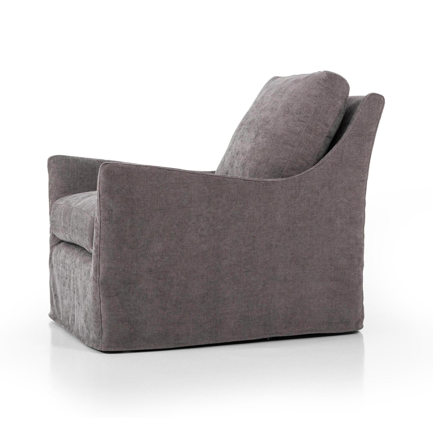 Sabine Slipcover Swivel Chair - smoke - side view angled