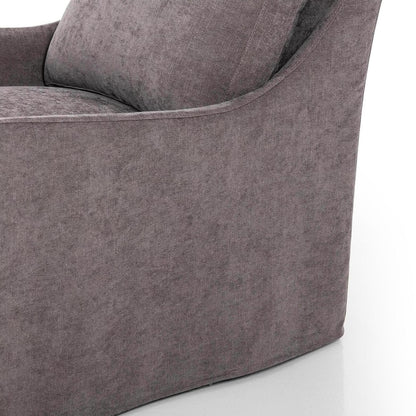 Sabine Slipcover Swivel Chair - smoke - close up of side of chair
